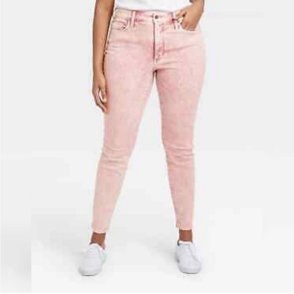 Universal Thread Pink Marble Light Wash High Rise Jeans Skinny Denim size 6/28R